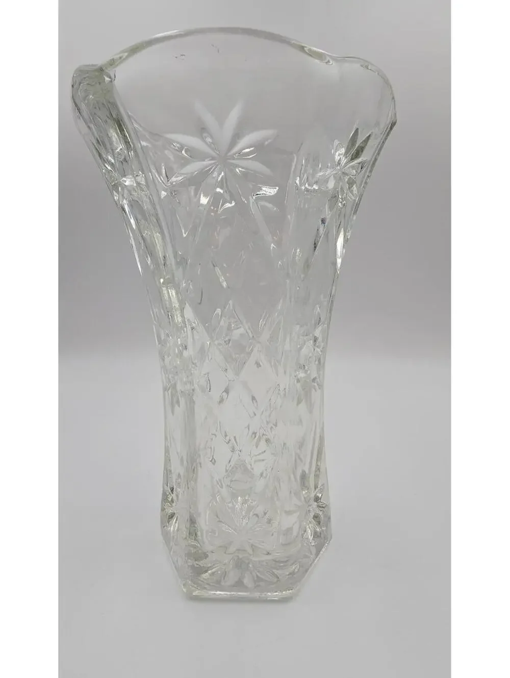 Vintage Anchor Hocking Early American Prescut Star/Star of David Clear Vase